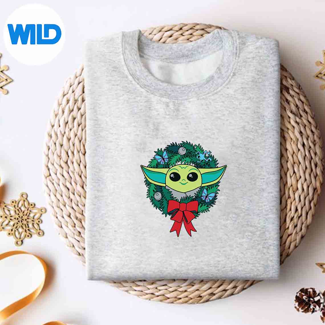 Alternative view of Amazonthe Mandalorian Grogu Holiday Christmas Wreath SVG Cut File