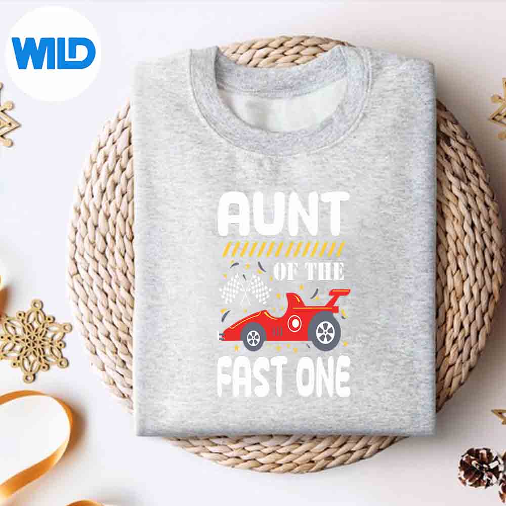 Alternative view of Aunt Of The Fast One St Race Car Matching Family Design for Cricut