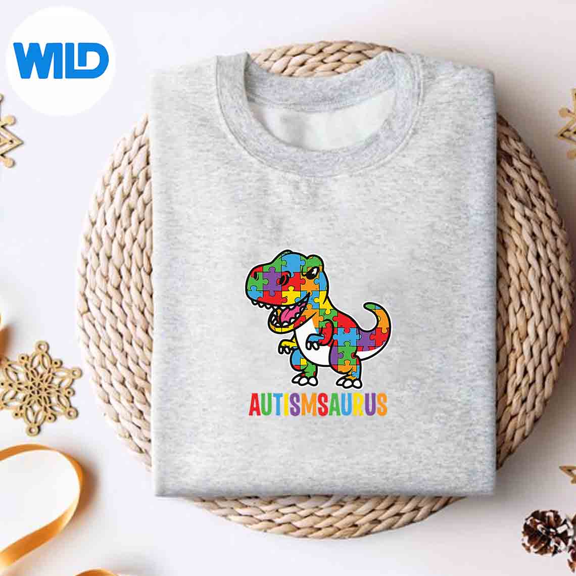 Alternative view of Autism Awareness Autism Dinosaur Cute Full Color SVG PNG