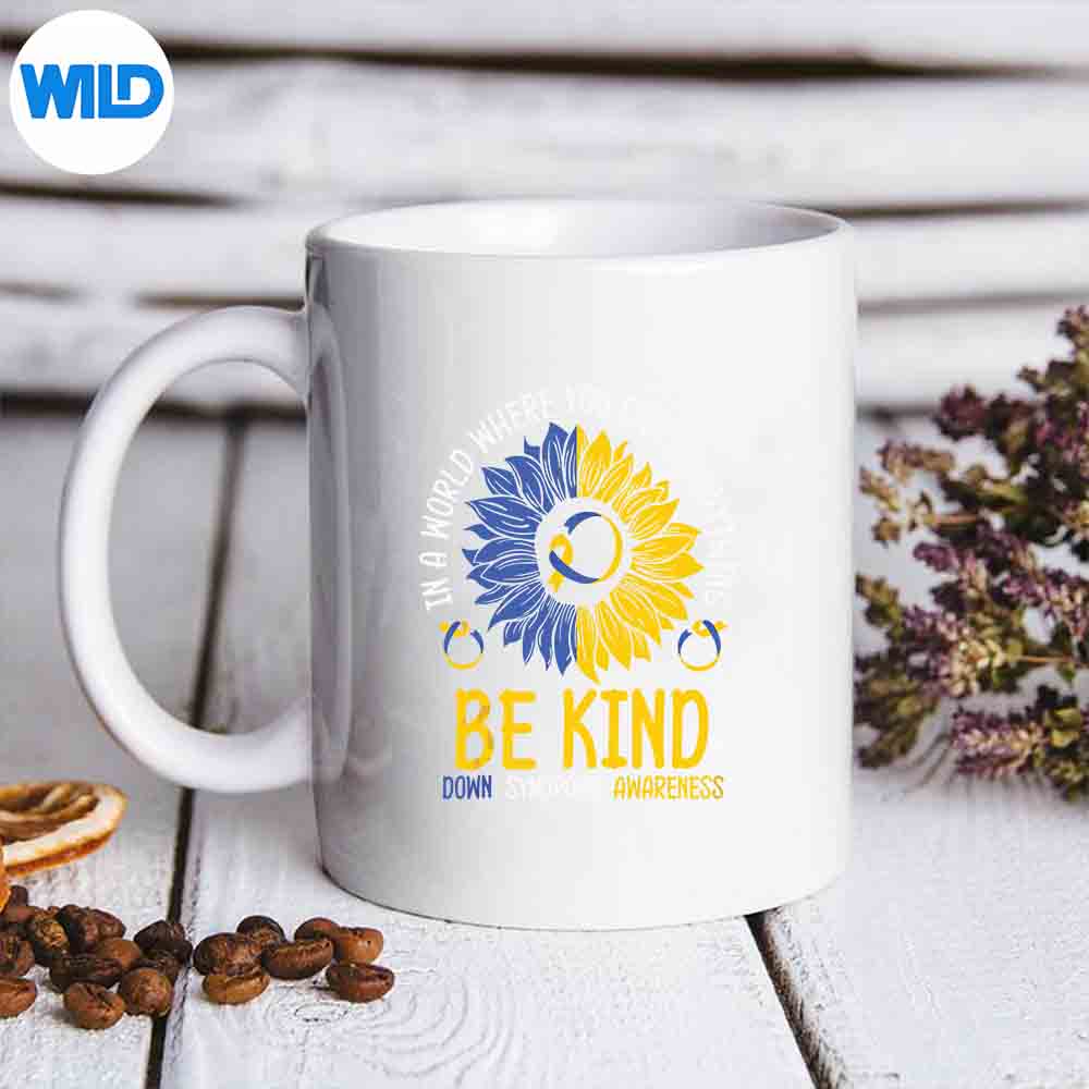 Be Kind Down Syndrome Awareness Ribbon Sunflower Kindness Vector Design