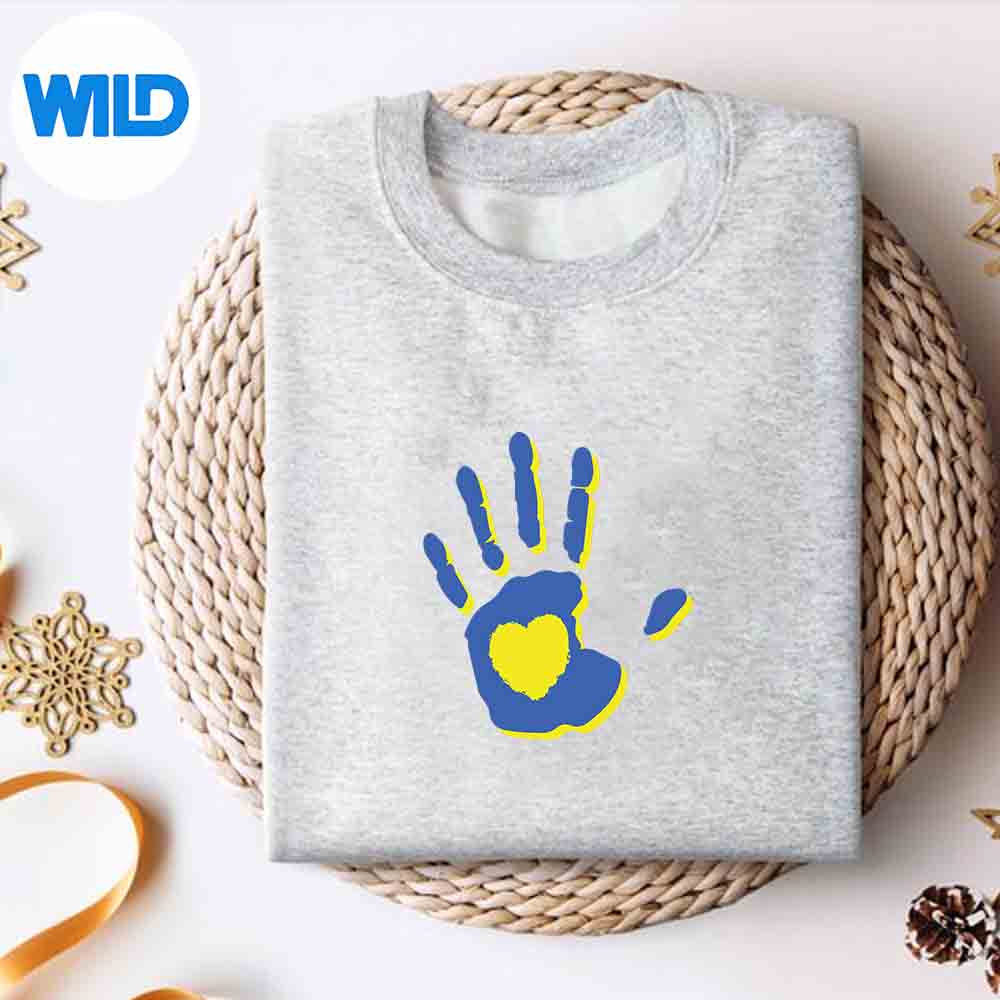 Alternative view of Hand Heart World Down Syndrome Awareness Day Design for Cricut