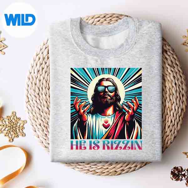 Alternative view of He Is Rizzin Happy Easter Day Jesus Is Risen Digital Design