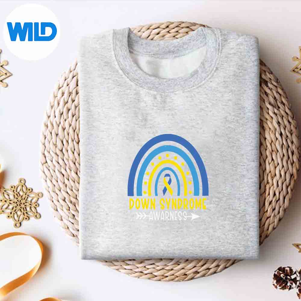 Alternative view of Rainbow World Down Syndrome Awareness Positive Funny SVG PNG Download