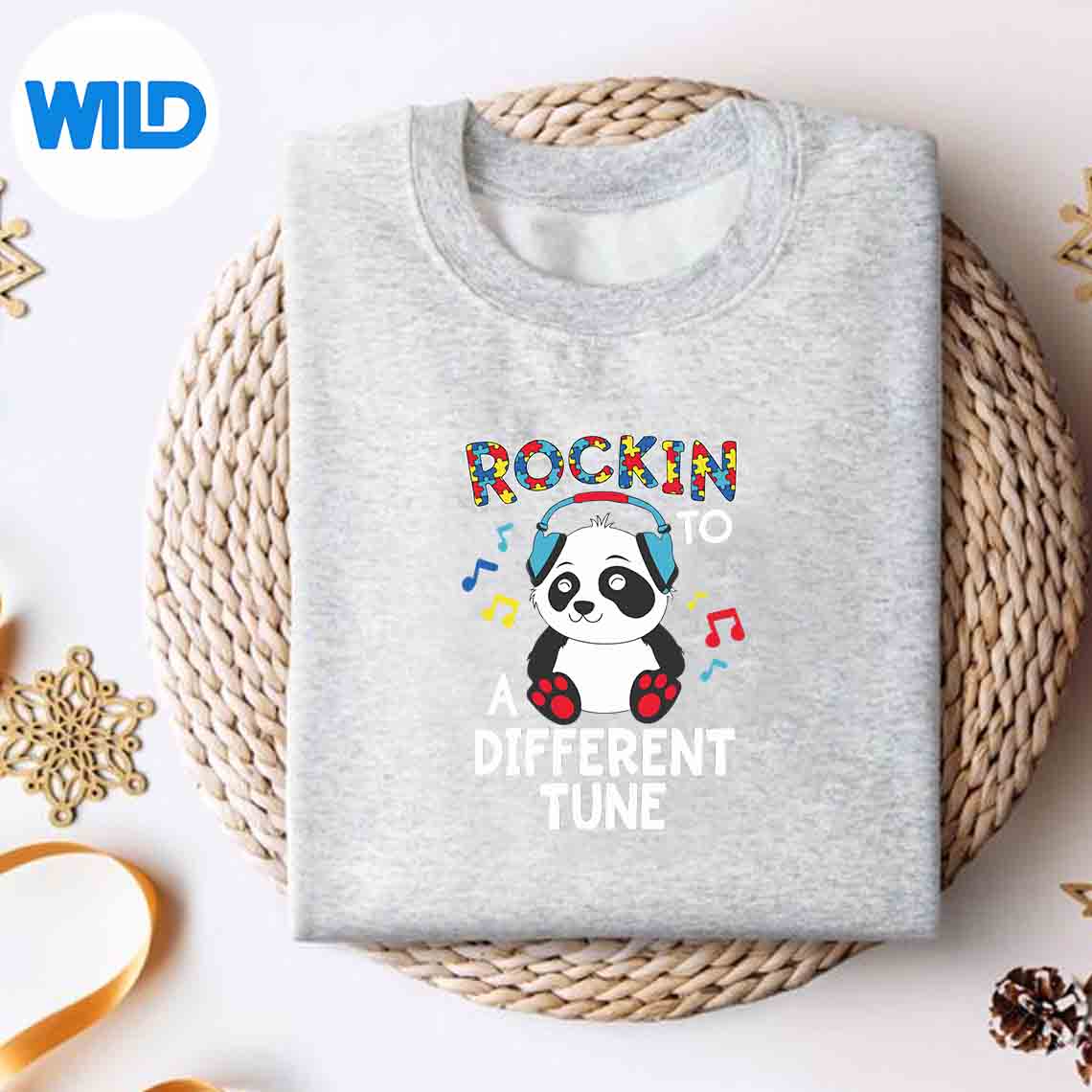 Alternative view of Rockin To A Different Tune Panda Autism Awareness SVG PNG Download