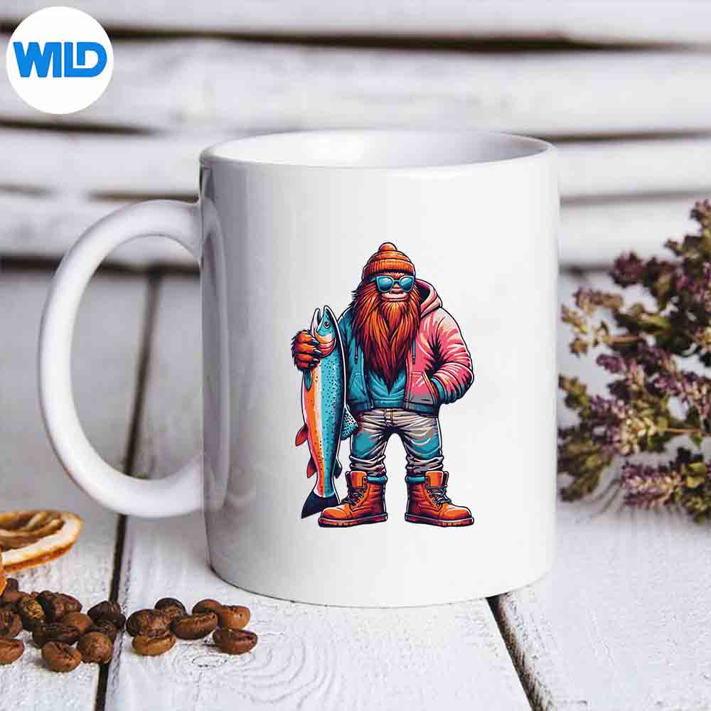 Steelhead Fishing Bigfoot Trout River Fisherman Cut File