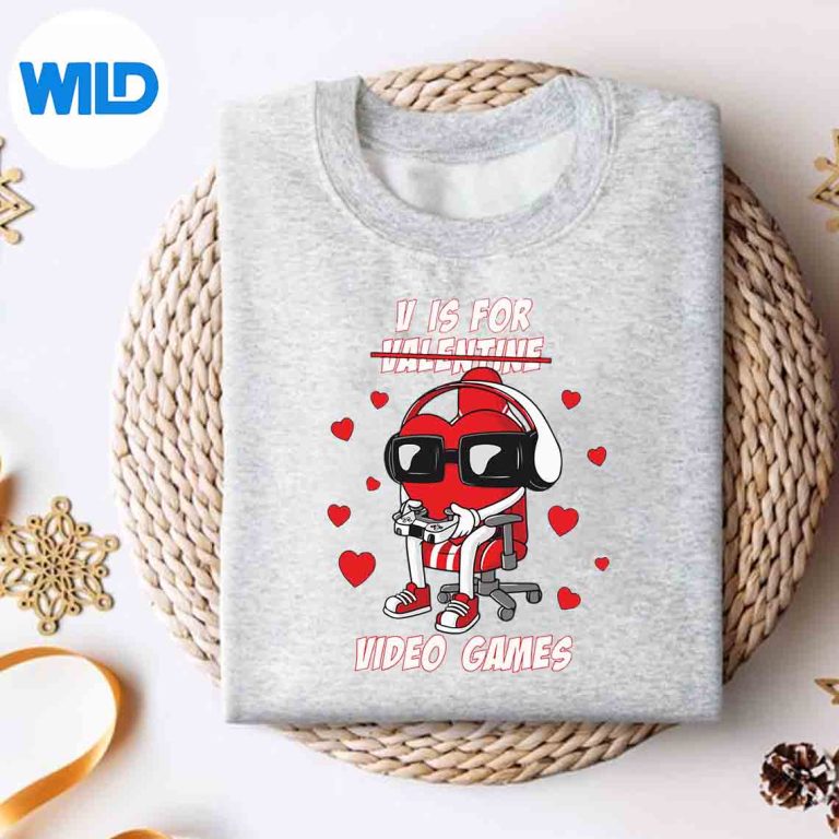 V Is For Video Games Valentines Day Gamer Enthusiastic SVG PNG Digital Design