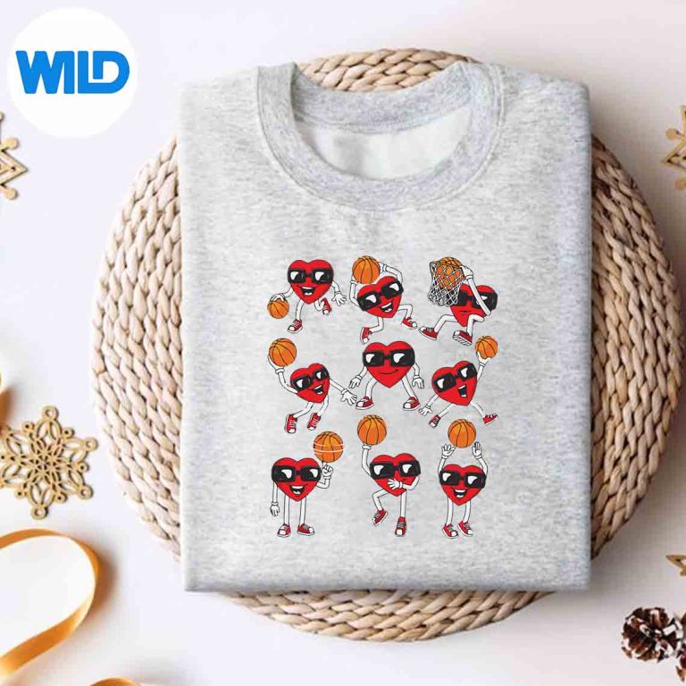 Valentines Day Basketball Heart Dunking Dribbling Design for Cricut