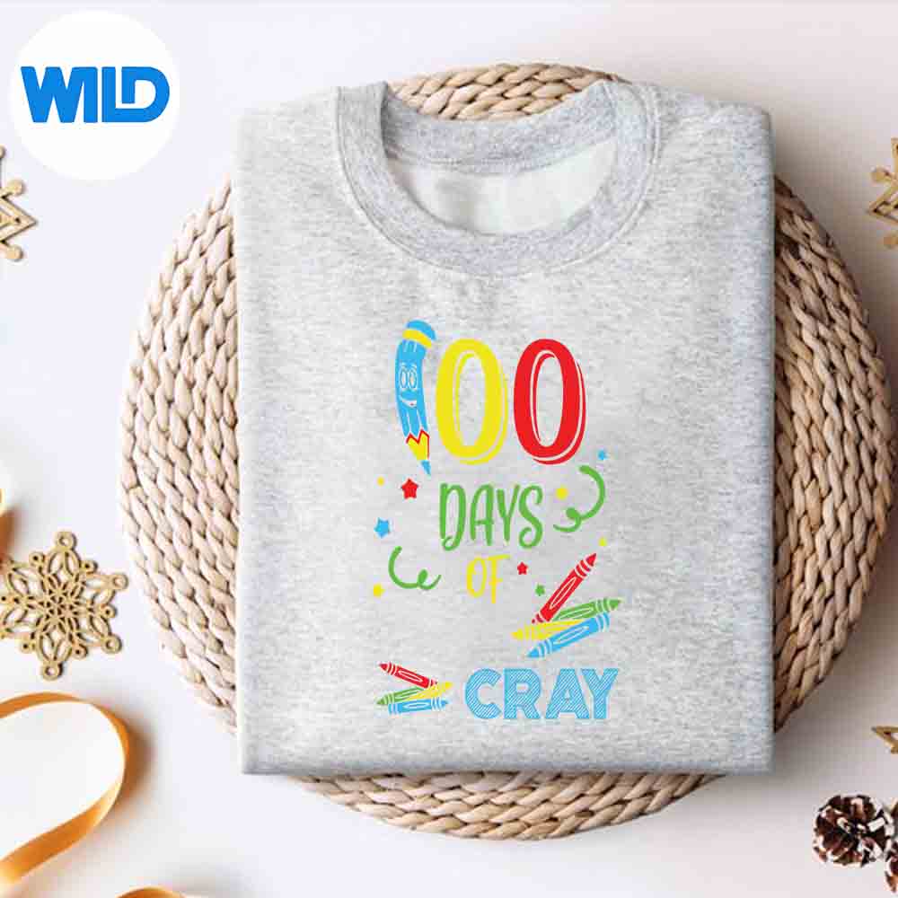 Alternative view of 100 Days Of Cray Cray Learning School For Kindergarten Silhouette SVG PNG