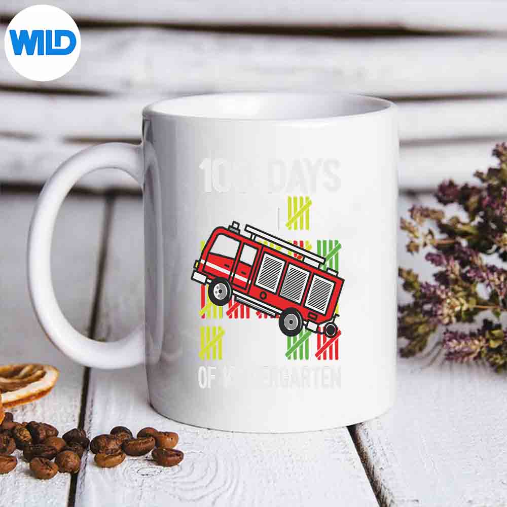 100 Days Of Kindergarten 100th Day Of School Firetruck SVG PNG Cut File