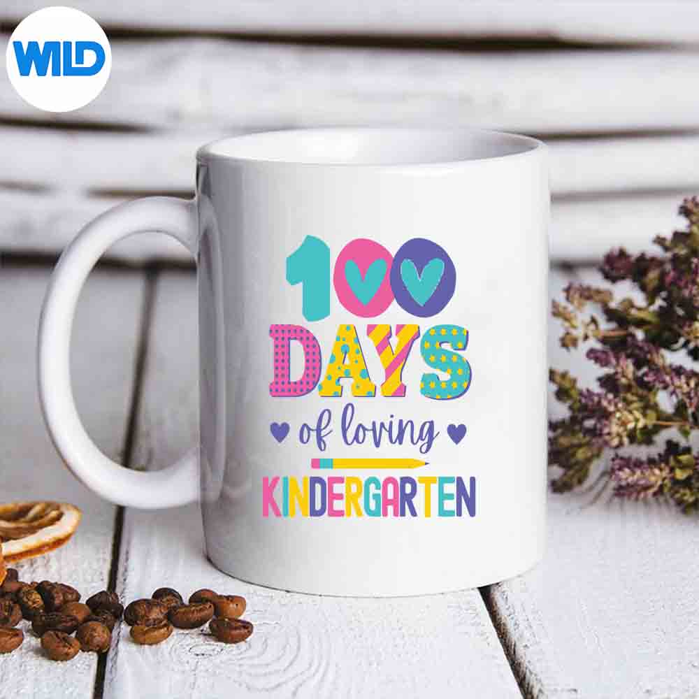 100 Days Of Loving Kindergarten 100th Day Of School Overjoyed Modern Silhouette SVG PNG