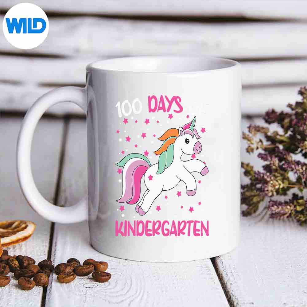 100 Days Of School With Kindergarten Cute Unicorn 100th Day SVG PNG Digital Design