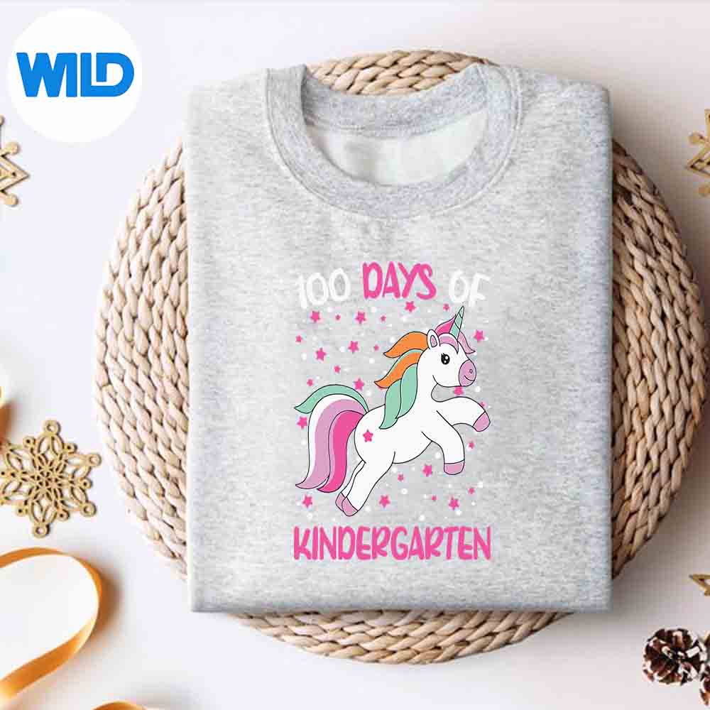 Alternative view of 100 Days Of School With Kindergarten Cute Unicorn 100th Day SVG PNG Digital Design