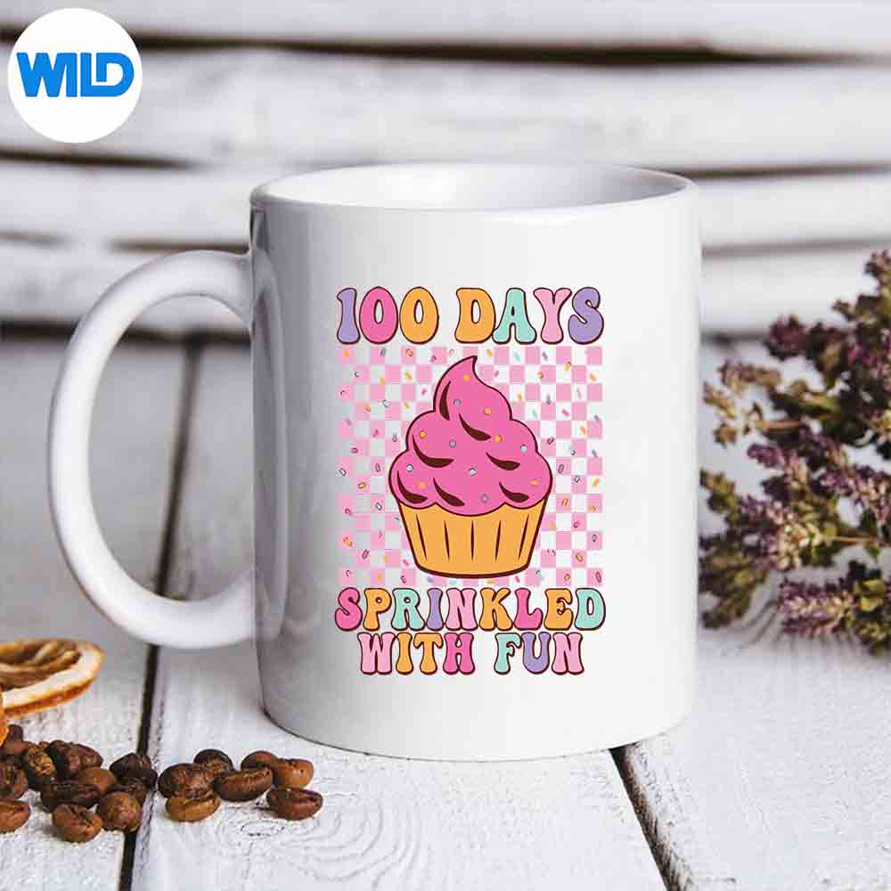 100 Days Sprinkled With Fun Cupcake School Teacher Groovy PNG SVG for Cricut
