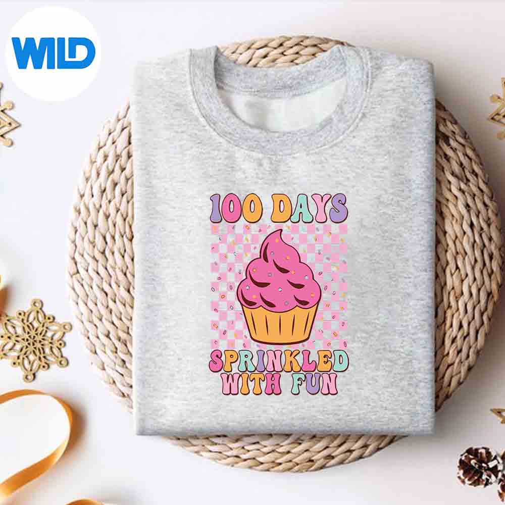 Alternative view of 100 Days Sprinkled With Fun Cupcake School Teacher Groovy PNG SVG for Cricut