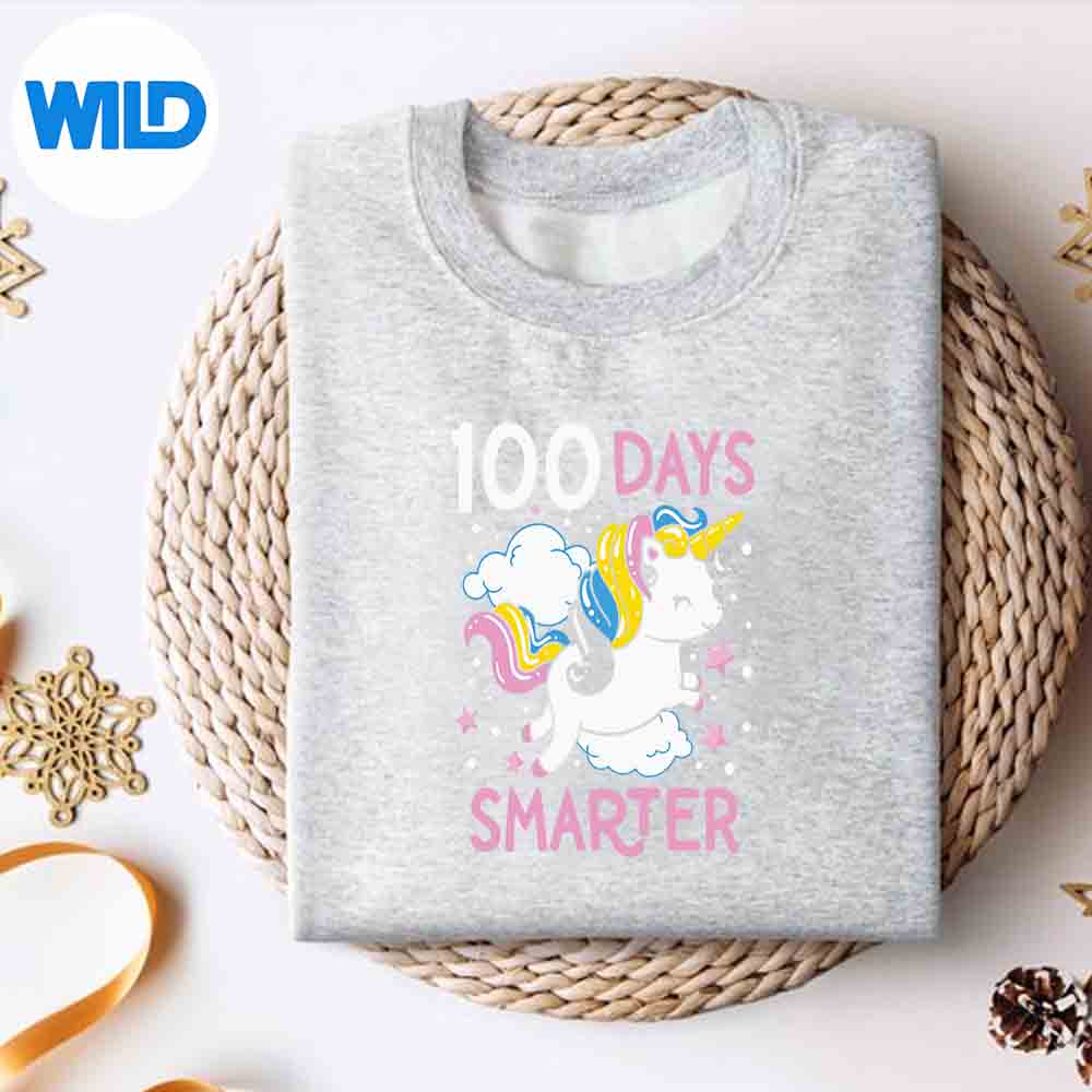 Alternative view of 100th Day Of School Unicorn 100 Days Smarter Kindergarten Positive SVG PNG Digital Design