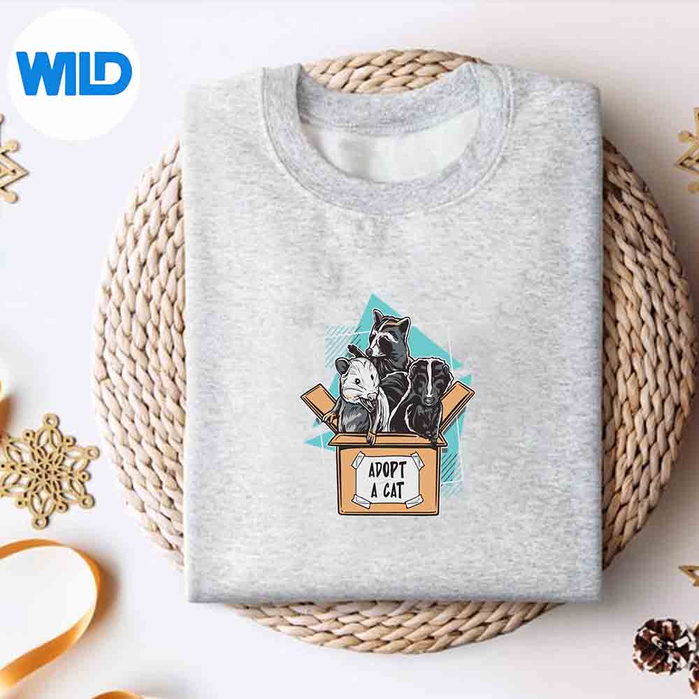 Alternative view of Adopt A Cat Raccoon Opossum Skunk Street Cat Trash Panda PNG SVG for Cricut