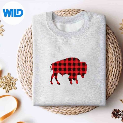 BisonRedBuffaloPlaidYakAnimalMatchingFamilyPjRaglanBaseballsweater