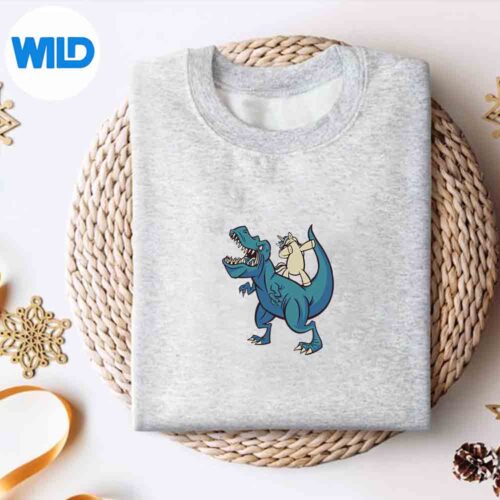 Cartoon Unicorn And Dinosaur Vintage Digital Design 4 CartoonUnicornAndDinosaurVintagesweater