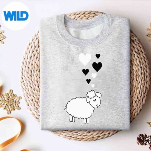 Cute Sheep With Hearts I Love Sheep SVG Cut File 4 CuteSheepWithHeartsILoveSheepsweater