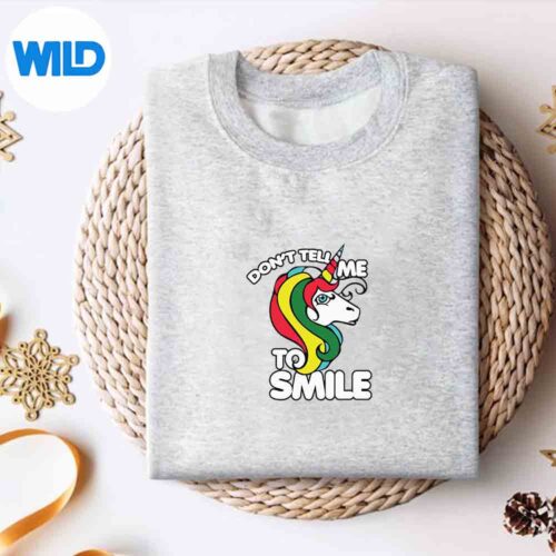 DontTellMeToSmileRetroRainbowUnicornsweater