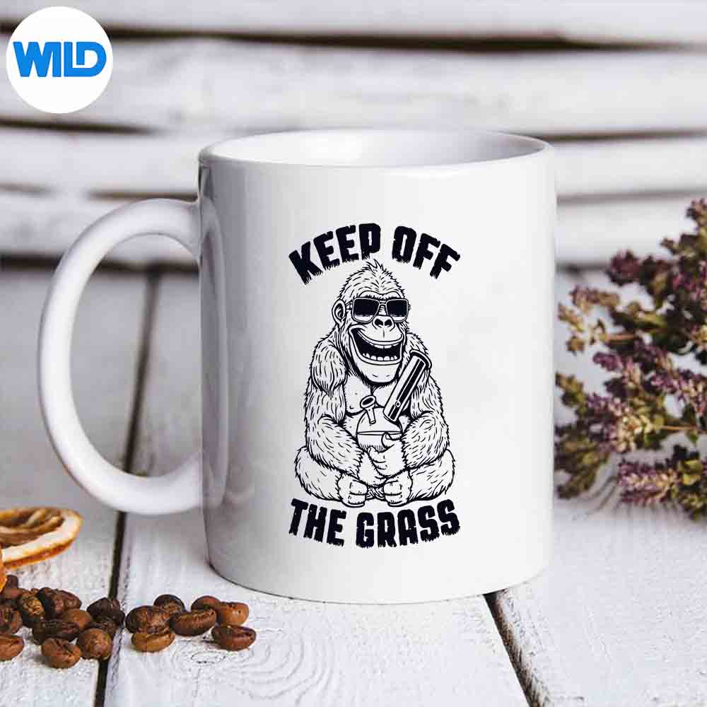 Gorilla Stoner Keep Off The Grass Pot Smoker Ape Raglan Baseball Vector Design