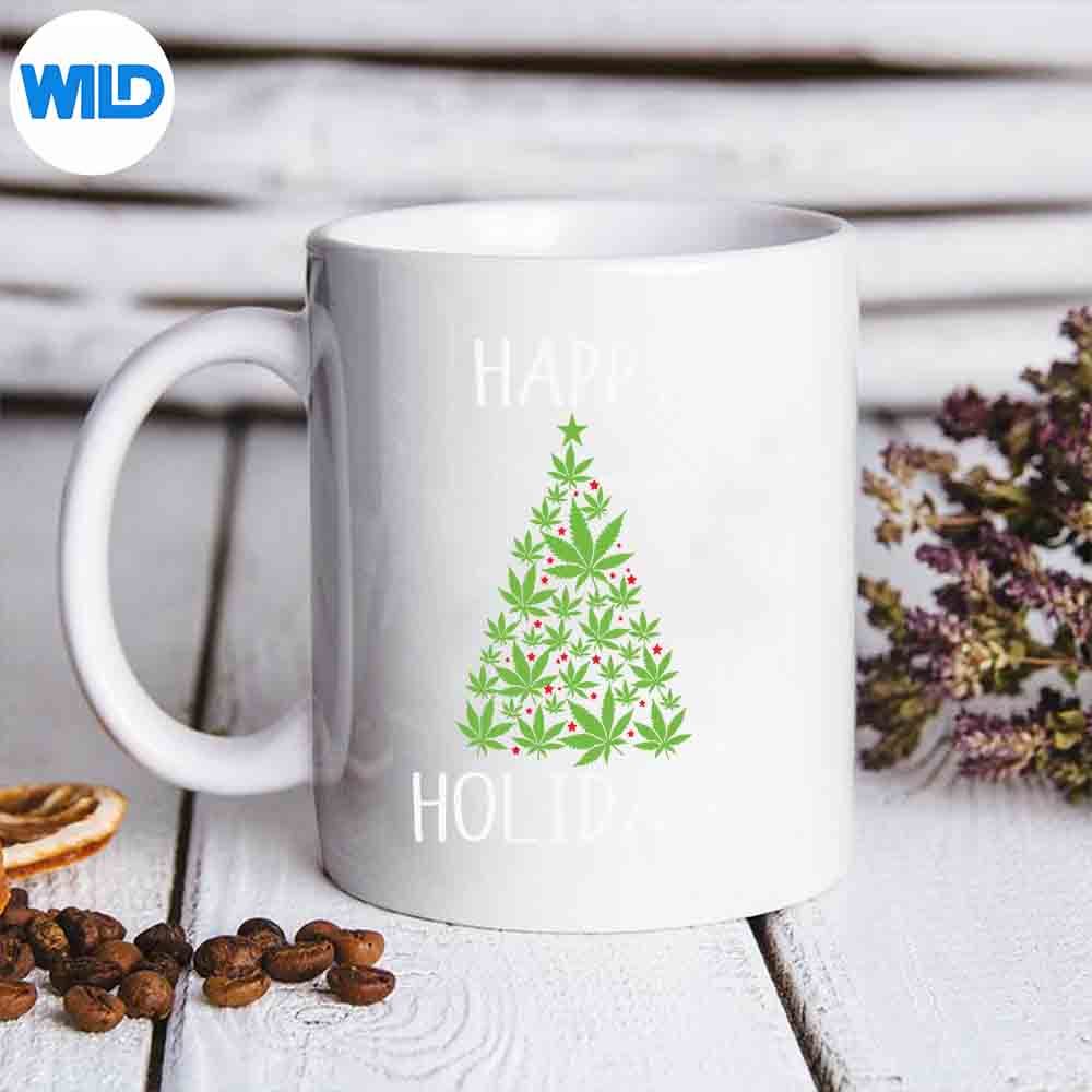 Happy Holidaze Weed Leaf Marijuana Cannabis Christmas Tree SVG PNG Download