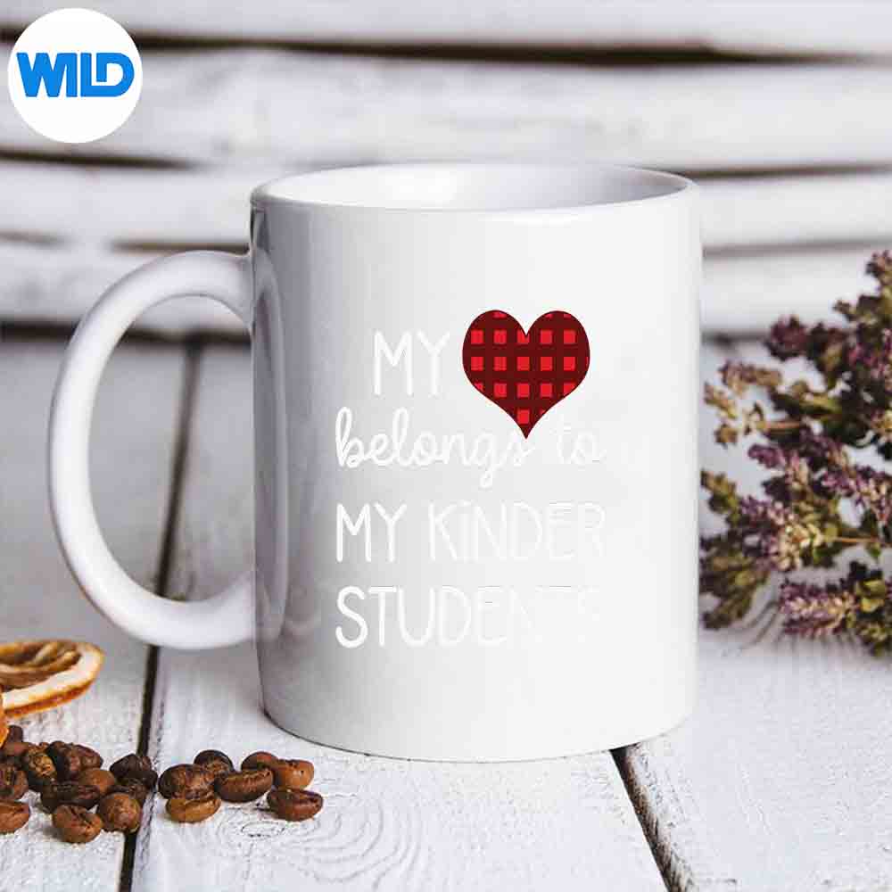 Kindergarten Teacher Valentines Day Plaid Heart Print SVG PNG Digital Design