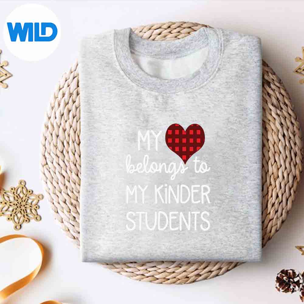 Alternative view of Kindergarten Teacher Valentines Day Plaid Heart Print SVG PNG Digital Design