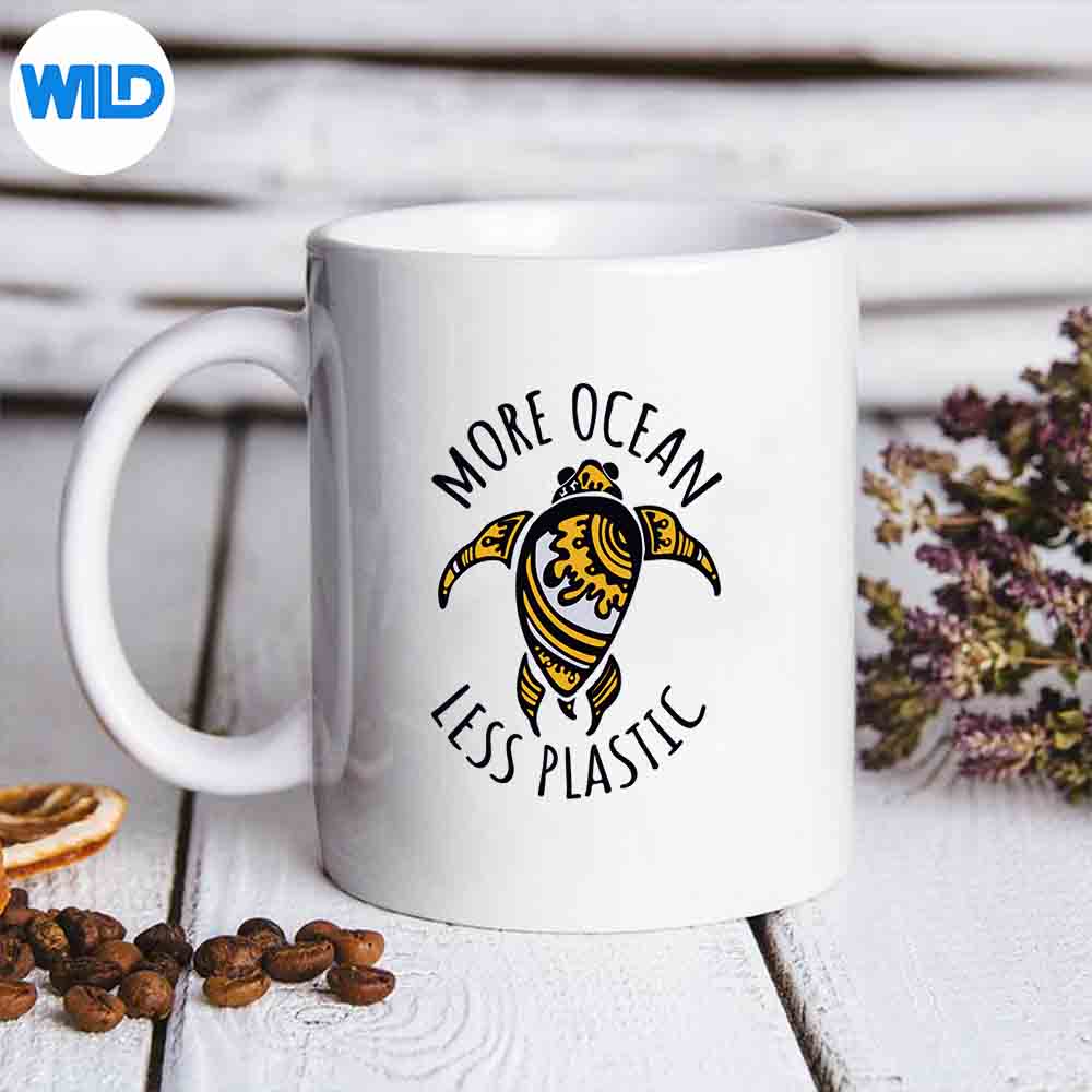 More Ocean Less Plastic Rainbow Sea Turtle Eco Life Animal SVG PNG Cut File