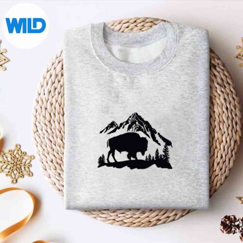 Mountain Landscape Buffalo American Bison Western Digital Download 4 MountainLandscapeBuffaloAmericanBisonWesternsweater