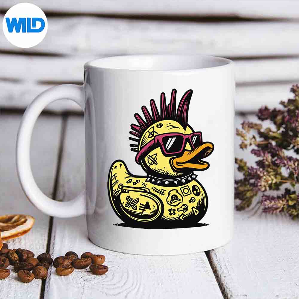 Punk Rocker Rubber Duck Rocker Duckling Digital Design 6 PunkRockerRubberDuckRockerDucklingmug