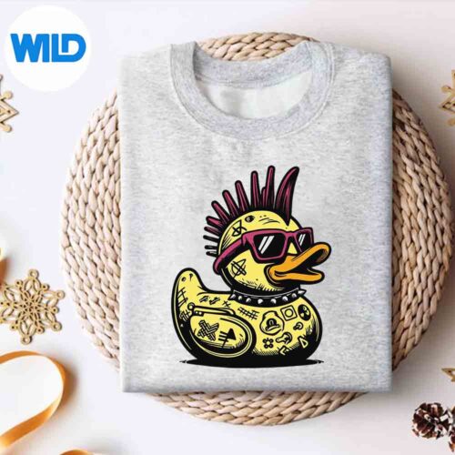Punk Rocker Rubber Duck Rocker Duckling Digital Design 4 PunkRockerRubberDuckRockerDucklingsweater