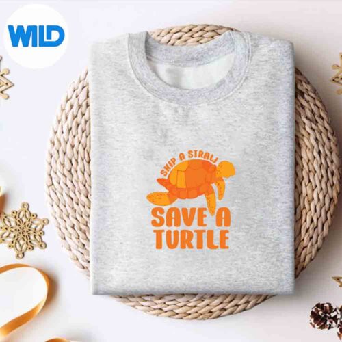 Skip A Straw Save A Turtle Retro Ocean Turtles Earth Day Sea Digital Design 4 SkipAStrawSaveATurtleRetroOceanTurtlesEarthDaySeasweater