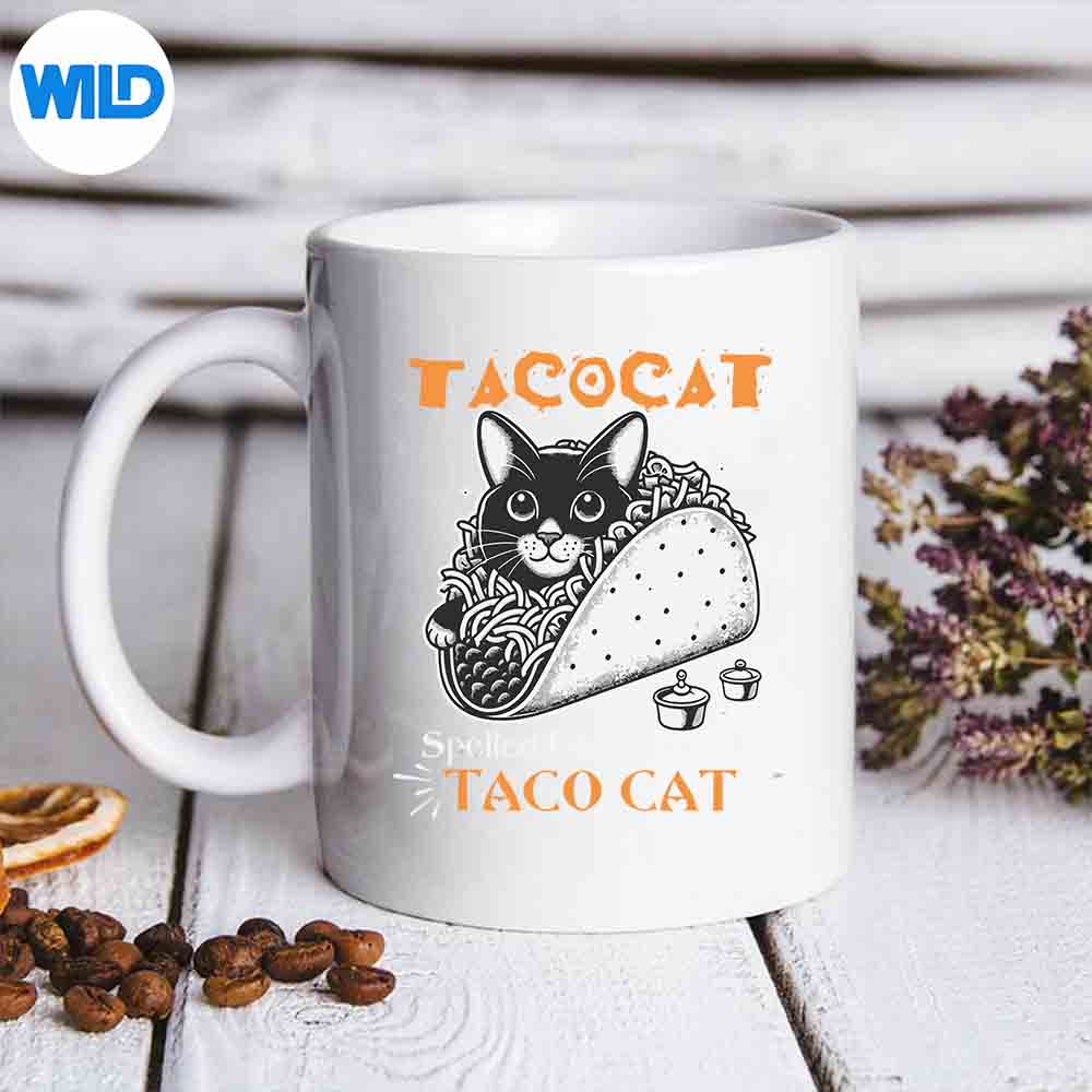Tacocat Spelled Backwards Is Taco Cat Cute Paws SVG Cut File