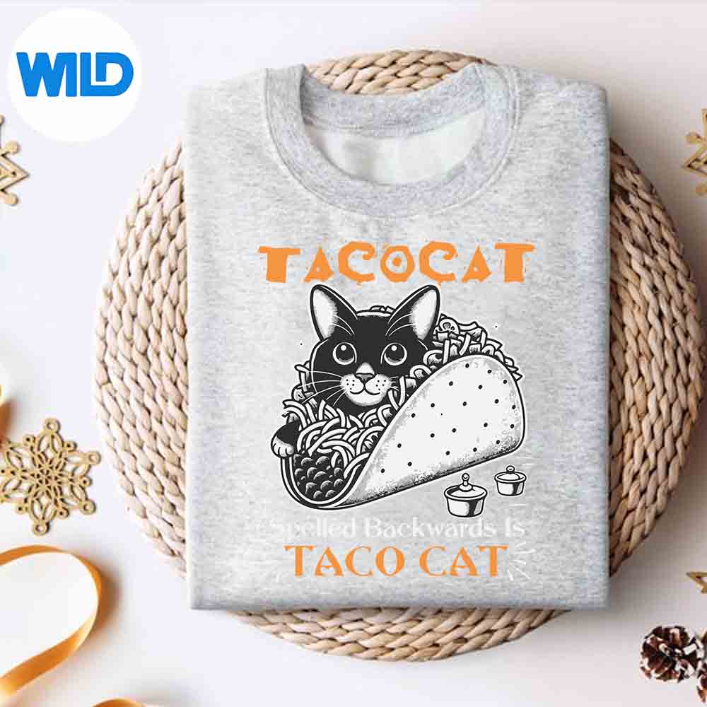 Alternative view of Tacocat Spelled Backwards Is Taco Cat Cute Paws SVG Cut File