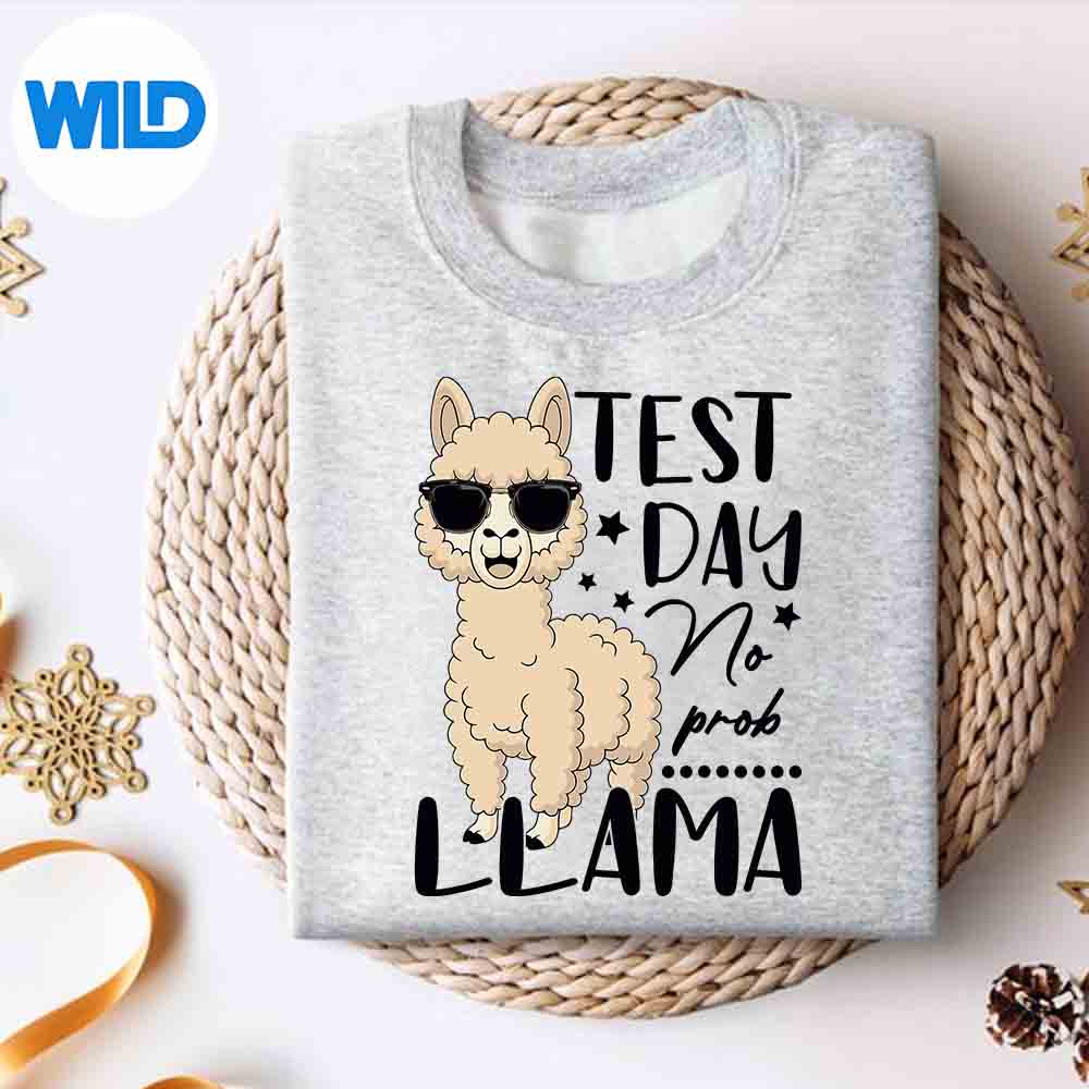 Alternative view of Test Day No Prob Llama Teacher Student Exam Test Day SVG PNG Download