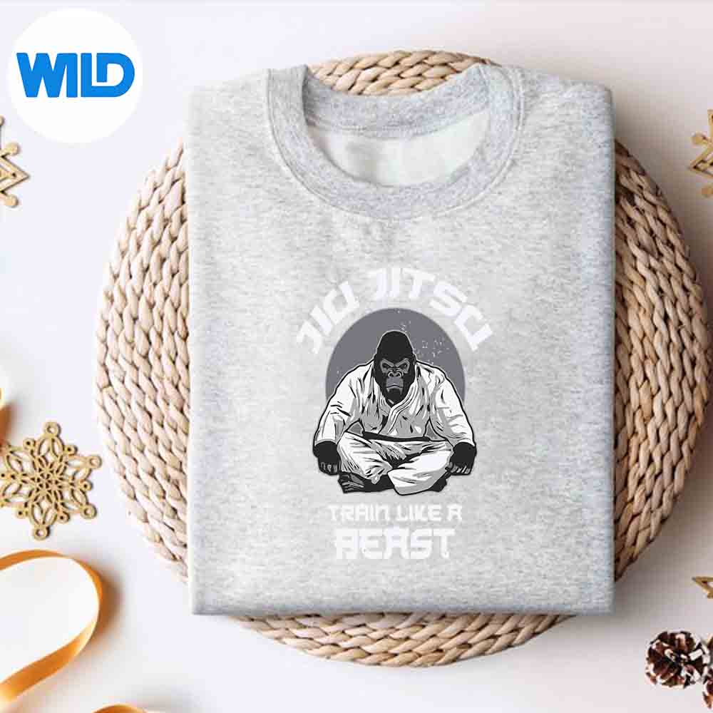 Alternative view of Train Like A Beast Jiu Jitsu Bjj Grappling Mma Gorilla SVG Cut File