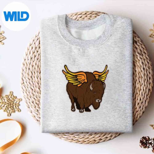 Wild Buffalo Winged Bison Angel Food Art Silhouette SVG PNG Cut File 4 WildBuffaloWingedBisonAngelFoodArtsweater
