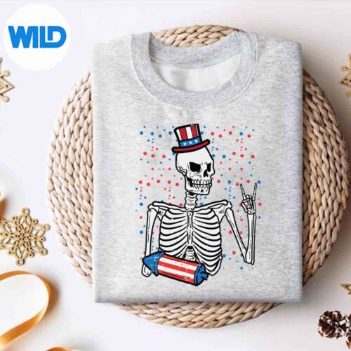 4th July Rocker Skeleton Patriotic Rock PNG SVG for Cricut 4 4thJulyRockerSkeletonPatrioticRocksweater