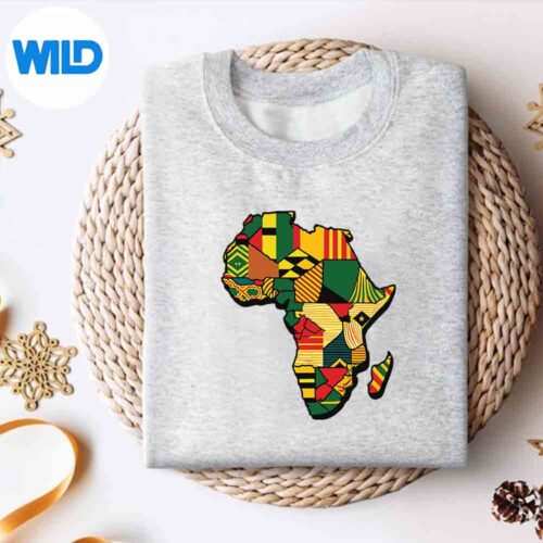 AfricaMapAfricanKenteClothPrintJuneteenthsweater