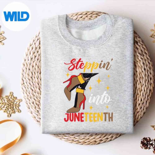 AfroWomanHighHeelsBlackGirlSteppingIntoJuneteenthsweater
