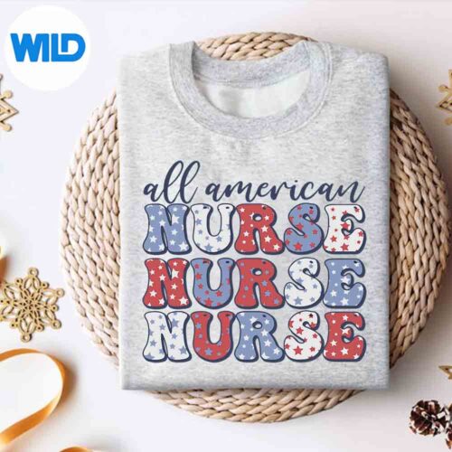 All American Nurse For Memorial Day And Th Of July Delighted Happy Silhouette SVG PNG Cut File 4 AllAmericanNurseForMemorialDayAndThOfJulyDelightedHappysweater