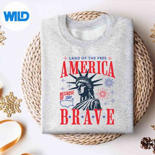 America Land Of The Free Because Of The Brave Retro Silhouette SVG PNG 4 AmericaLandOfTheFreeBecauseOfTheBraveRetrosweater