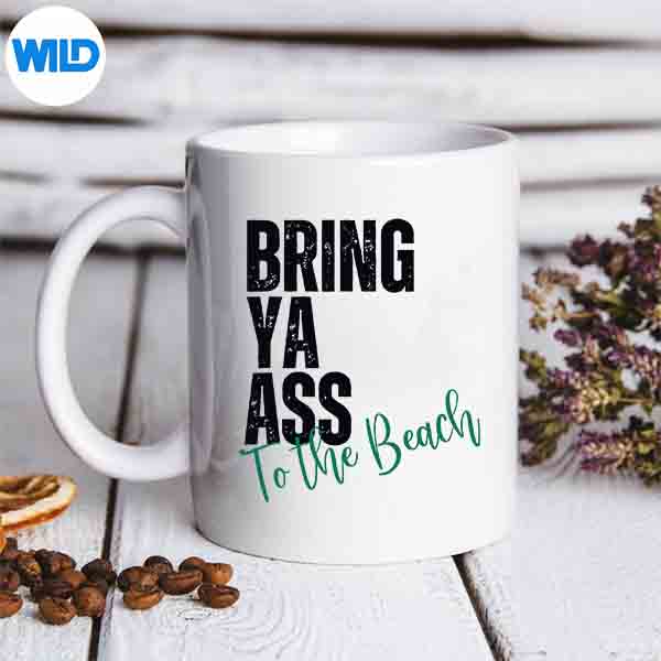 Bring Ya Ass To The Beach Retro Distressed SVG Cut File 7 BringYaAssToTheBeachRetroDistressedmug
