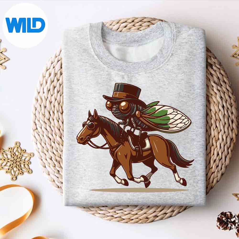 Alternative view of Cicada Jockey Horse Derby Hat Retro Vintage Cicada SVG Cut File