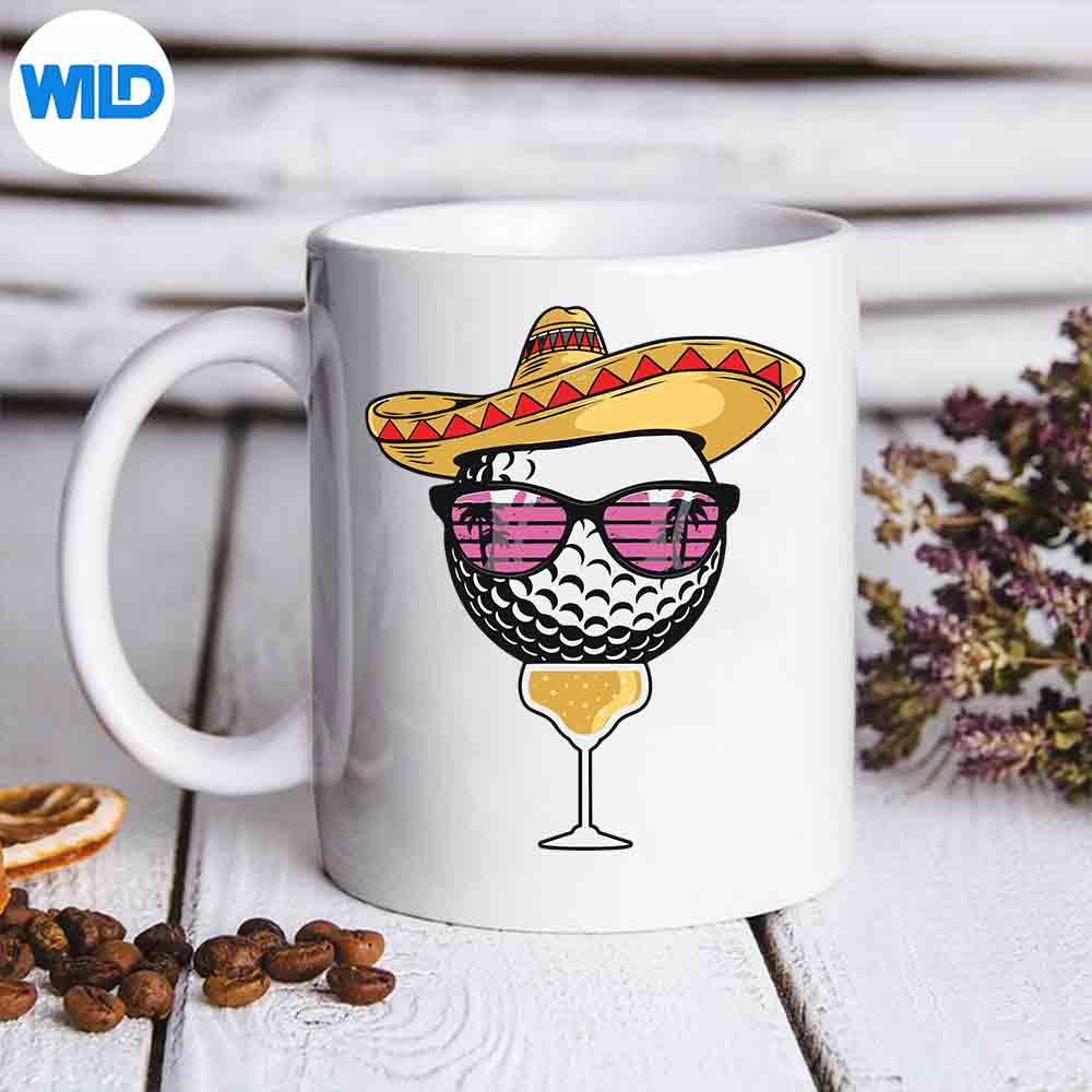 CincoDeMayoGolfBallWithSombreroMargaritaGolfermug