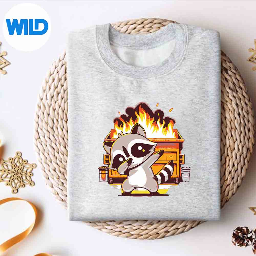 Alternative view of Dabbing Raccoon And Dumpster Fire SVG PNG