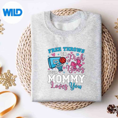 Free Throws Or Pink Bows Mommy Loves You Gender Reveal SVG PNG Download 4 FreeThrowsOrPinkBowsMommyLovesYouGenderRevealsweater