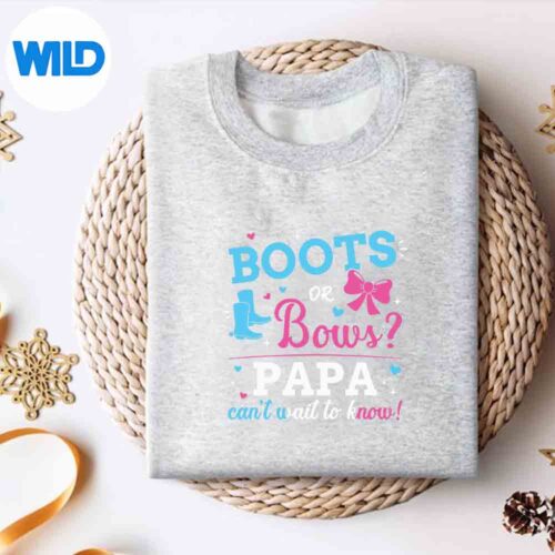 GenderRevealBootsOrBowsPapaMatchingBabyPartysweater