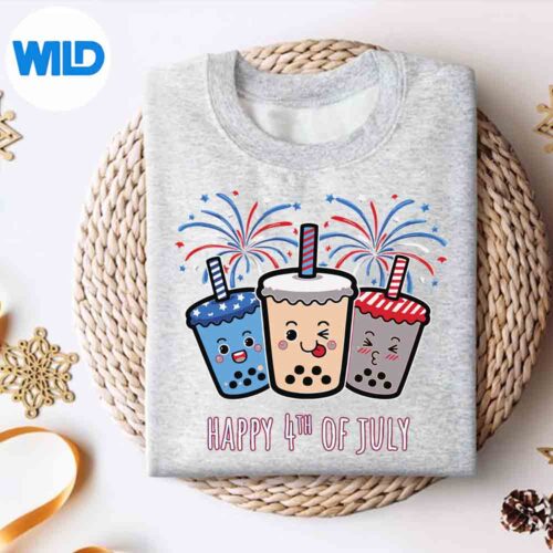 Kawaii Boba Patriotic Red White Blue Bubble Tea 4th Of July SVG PNG Cut File 4 KawaiiBobaPatrioticRedWhiteBlueBubbleTea4thOfJulysweater